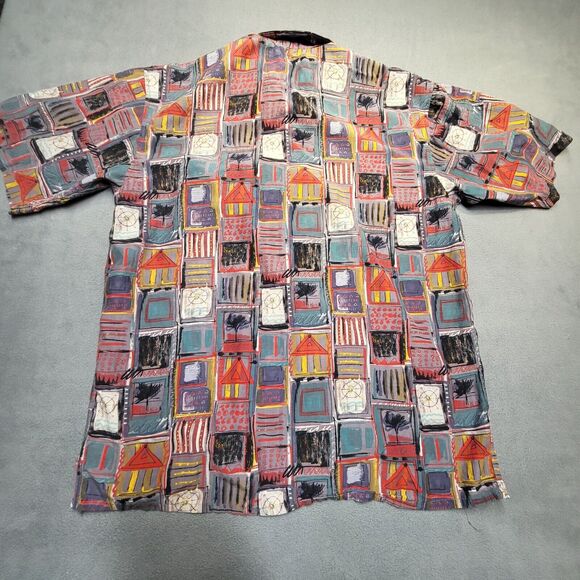 Jack Lipson Button Up Shirt Mens M Crazy Pattern Abstract Short Sleeve - Picture 6 of 7